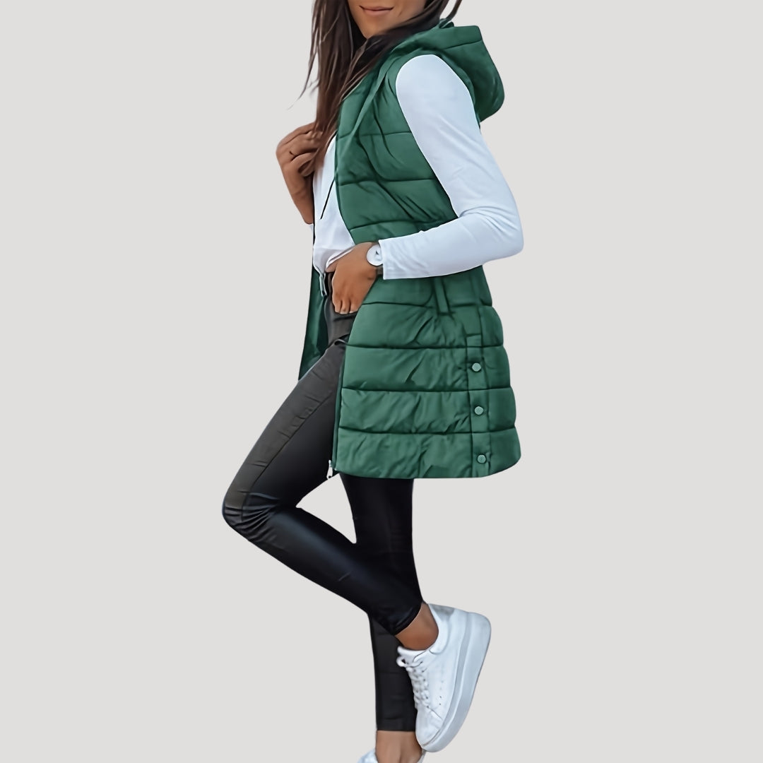 Damen Steppweste Mit Kapuze Winter
