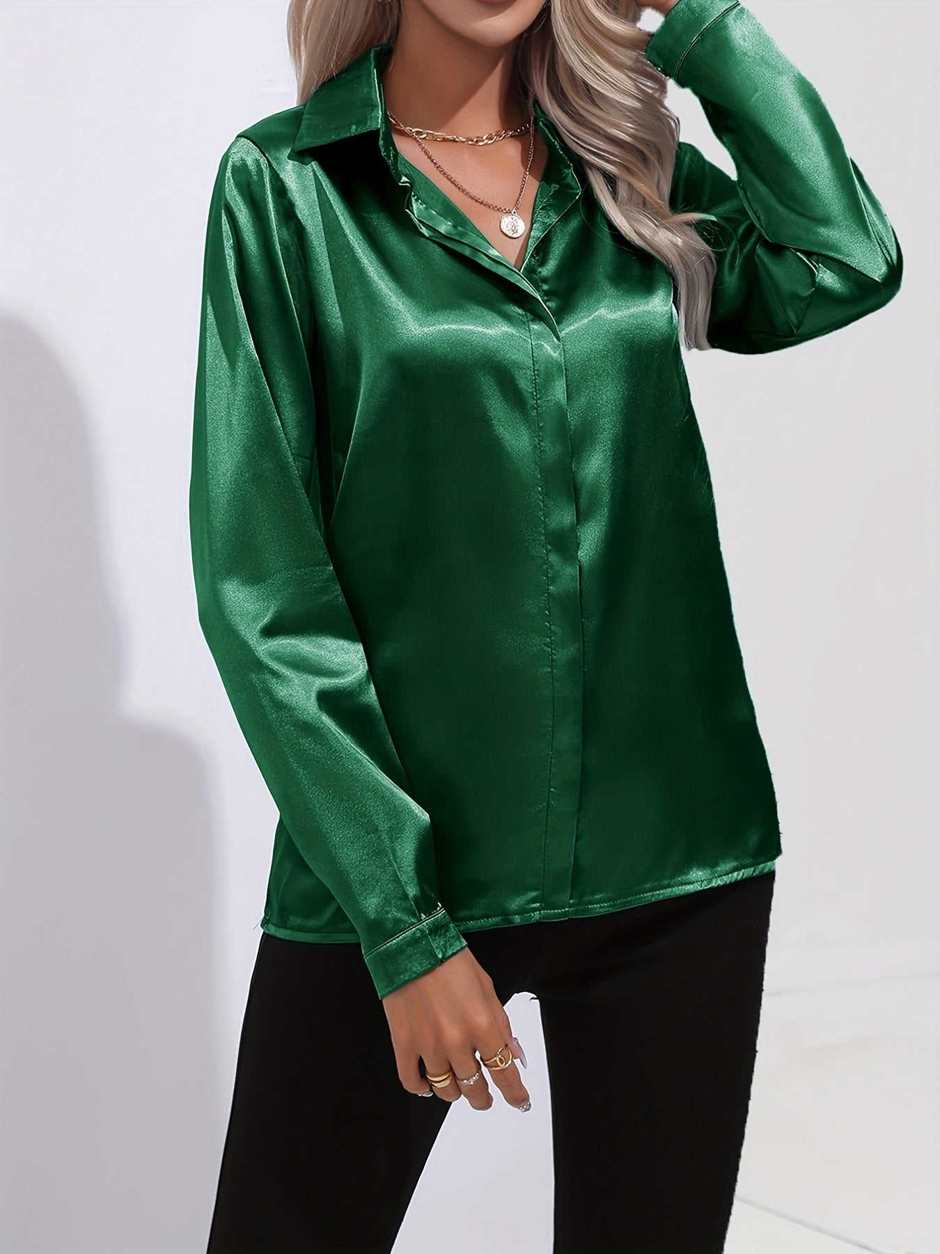 Damen Satin Bluse Elegantes Design