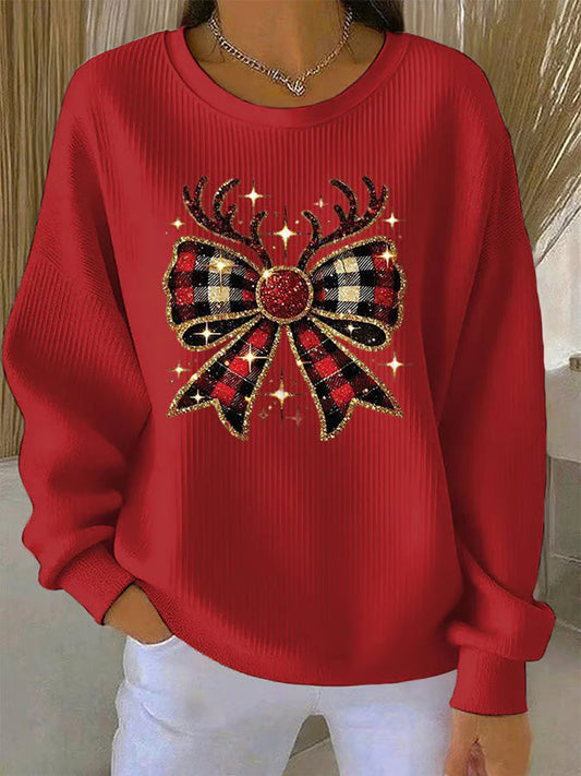 Elin Damen Weihnachtspullover Schleifenmuster - Norvielle