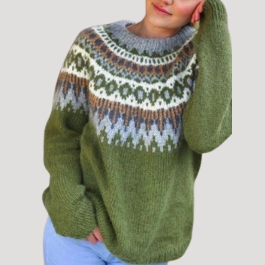 Damen Strickpullover Gemustert Beige