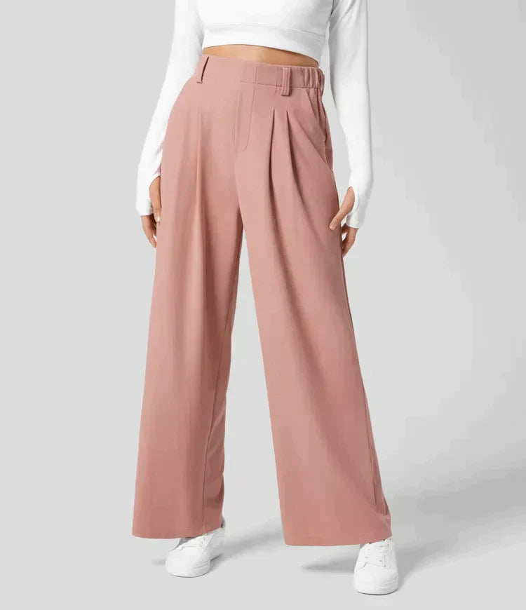 Damen Sommerhose Weitbein Hochtailliert