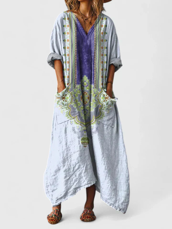 Althea Damen Boho-Kleid Fließend Stickerei