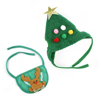 Weihnachtshut für Haustiere mit Pompon und Goldrand