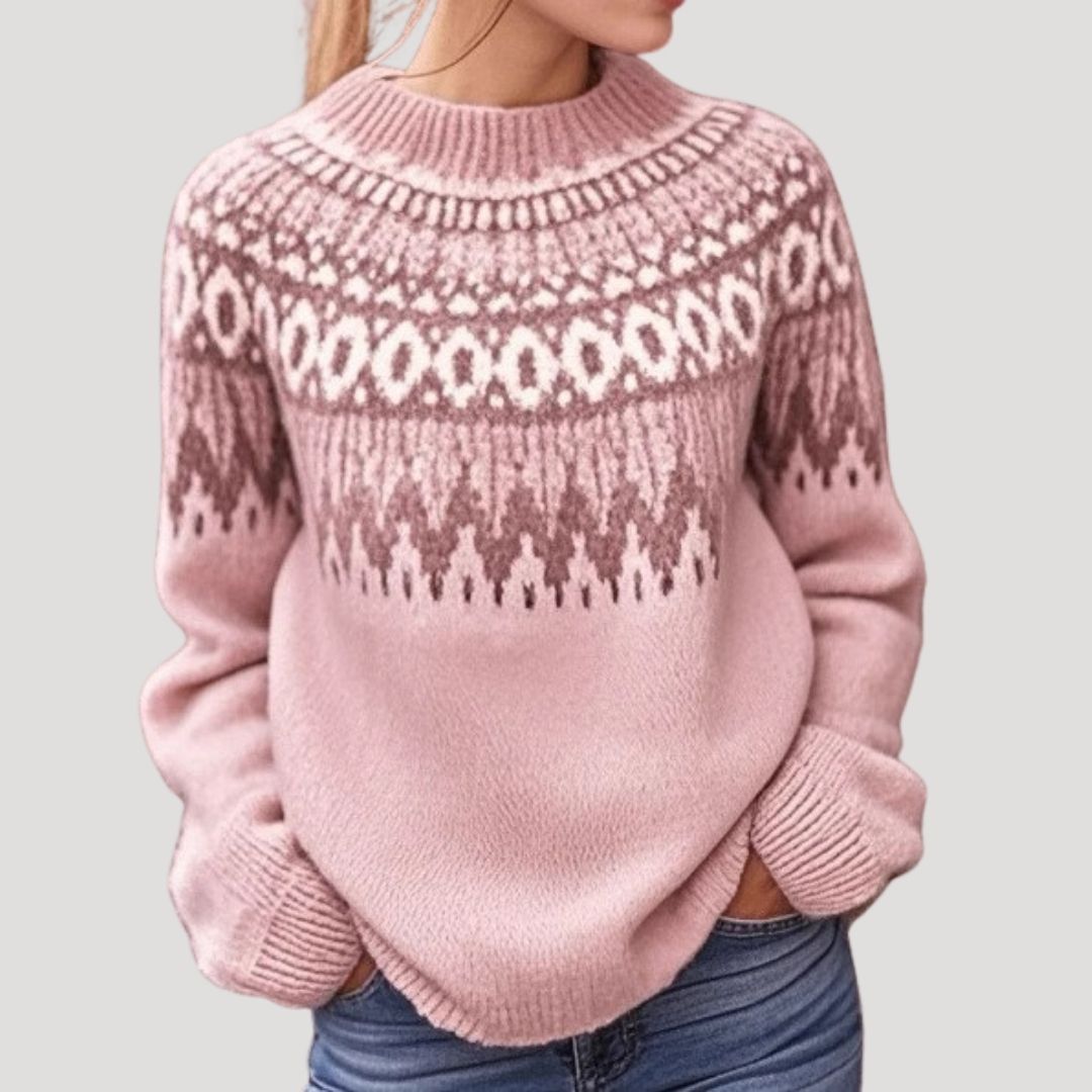 Damen Strickpullover Gemustert Beige