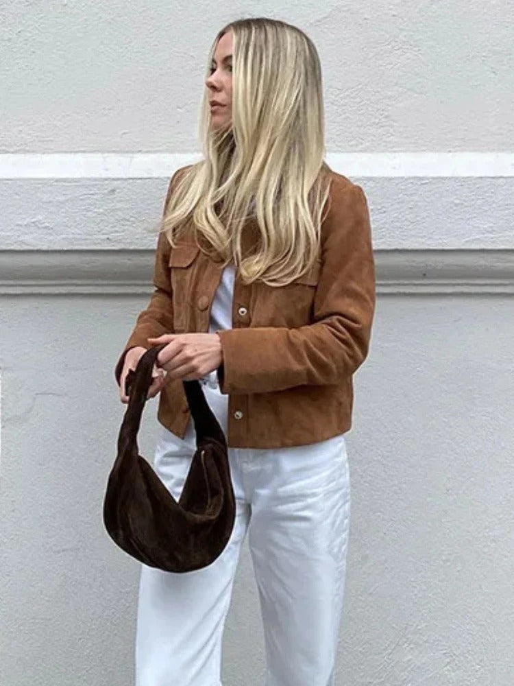 Norvielle Damen Wildlederjacke Stylisch