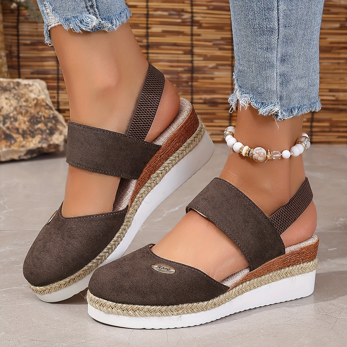 Damen Sandalen Auf Plattform Rutschfest Elastisch