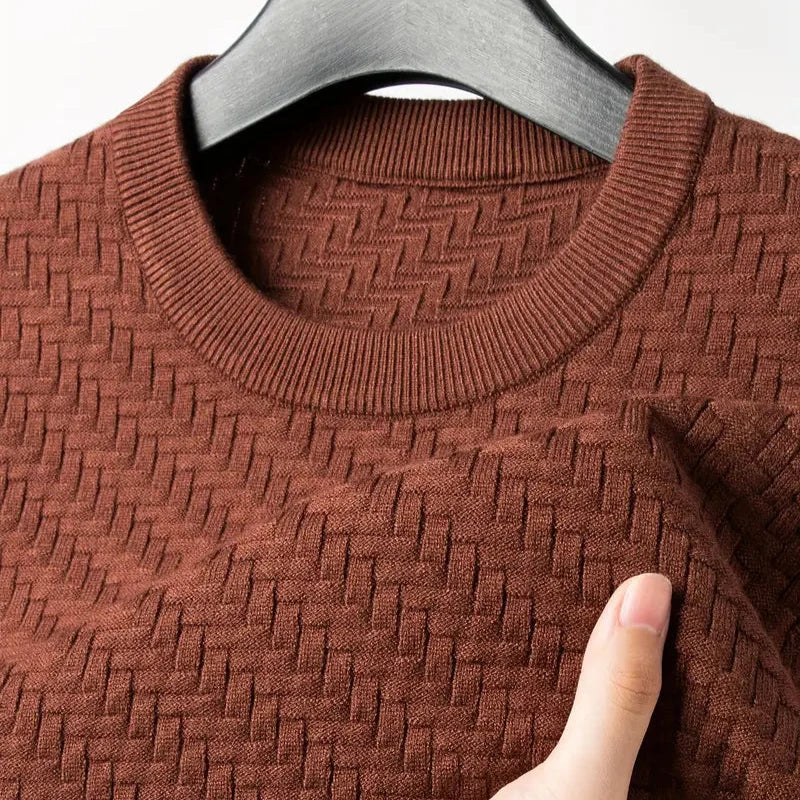 Damen Pullover Rundhals Strukturmuster