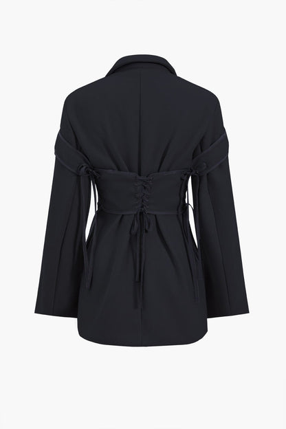 Damen Zweiteiler-Set Blazer Korsett-Schnürung