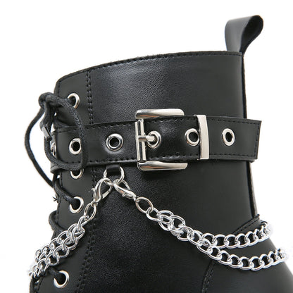 Norvielle Damen Stiefel Martens-Stil Hoher Absatz