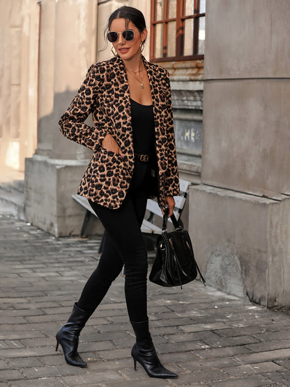 Norvielle Damen Langblazer Leopardenmuster
