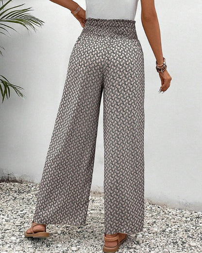 Damen Sommerhose Hohe Taille Geometrisches Muster