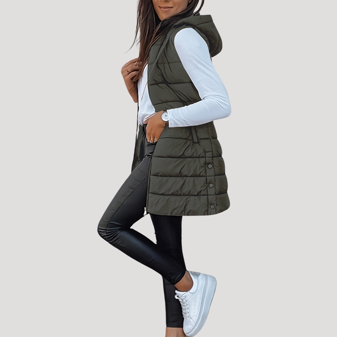 Damen Steppweste Mit Kapuze Winter