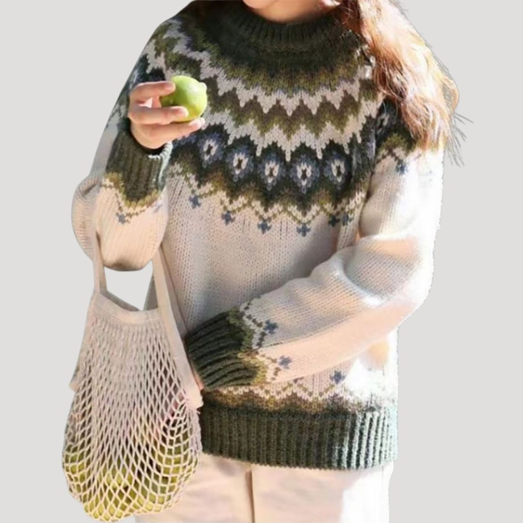 Damen Strickpullover Gemustert Beige