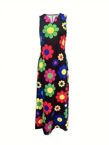 Damenkleid V-Ausschnitt Blumenmuster
