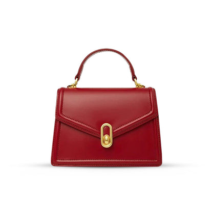 Damenhandtasche Strukturiert Leder -Handle Goldfarben