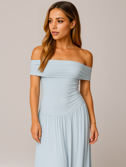 Damen Maxi Kleid Faltenrock für Hochzeitsgäste