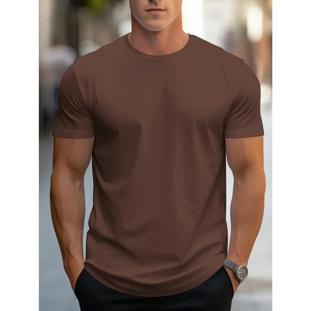 Herren T-Shirt Kurzarm Klassisch Weiß