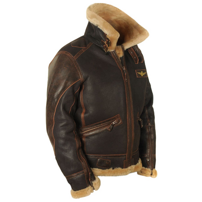 Maverick Herren Pilotenjacke Warm Leder