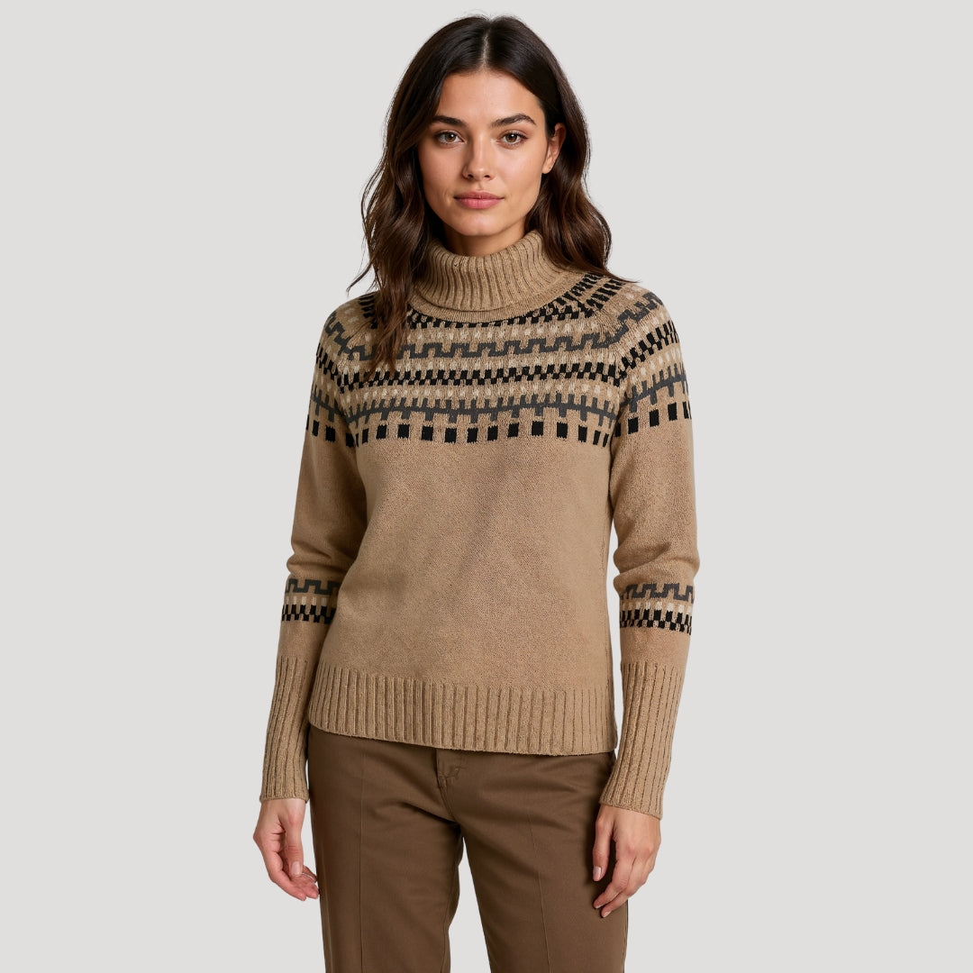 Damen Strickpullover Rollkragen Frühlingsmuster - Norvielle