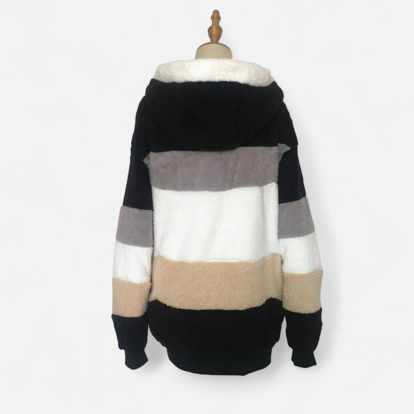 Triswina Damen Oversized Jacke mit Kapuze Gestreift