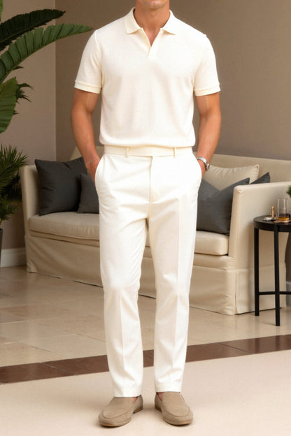 Herren Poloshirt Beige Elegant Zeitlos