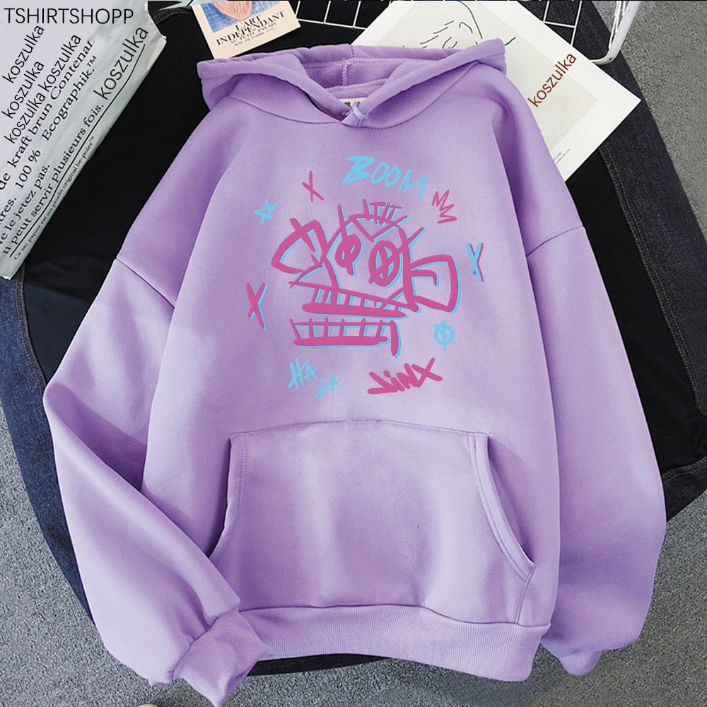 Norvielle Herren Hoodie Harajuku Stil Jinx Ekko