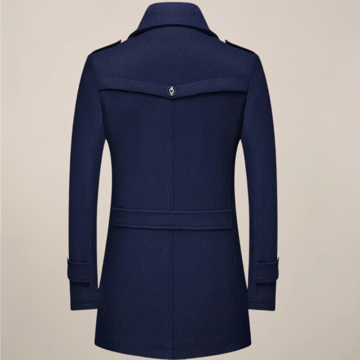 Herren Wintermantel Lang Knöpfe Maßgeschneiderter Woll-Look