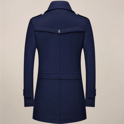 Herren Wintermantel Lang Knöpfe Maßgeschneiderter Woll-Look