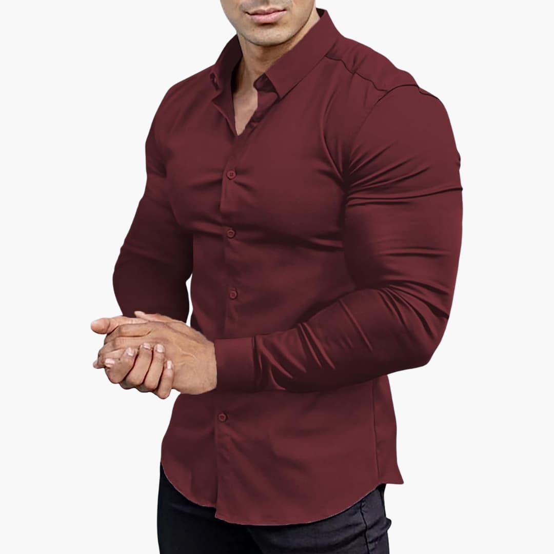 Herren Slim Fit Langarmhemd Klassisch