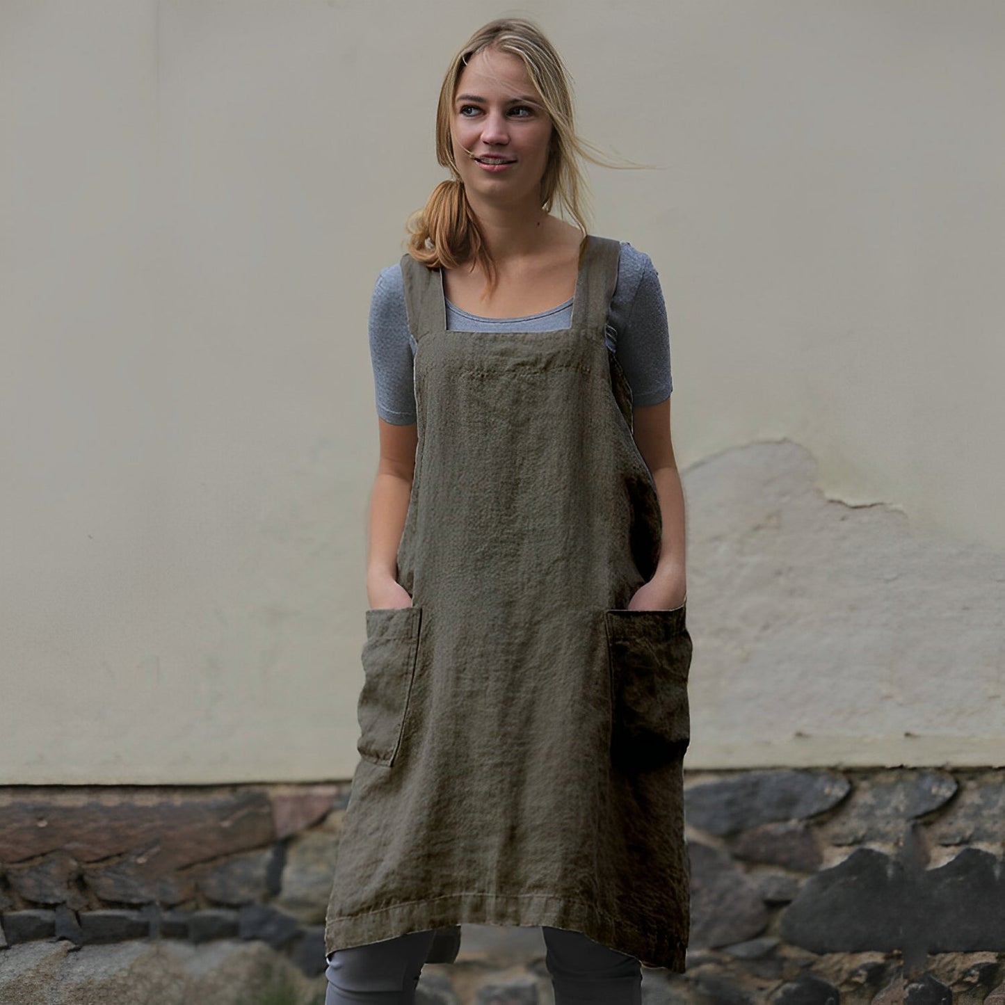 Damen Schürzenkleid mit Taschen