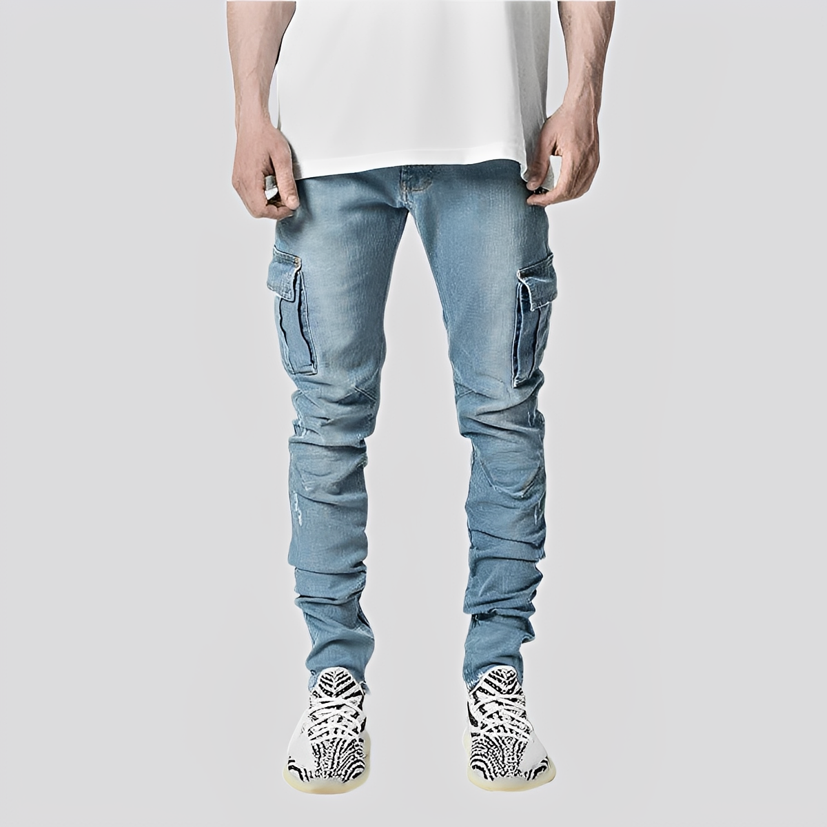 Herren Denim-Jeans Mehrertaschen Blau - Norvielle