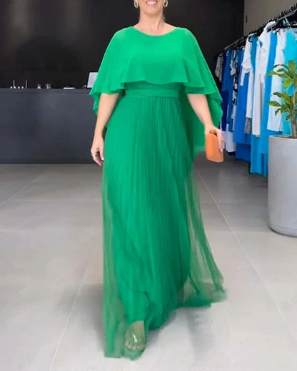 Damen Bodenlanges Abendkleid mit Capeärmeln