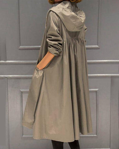 Herren Windbreaker-Trenchcoat Kapuze Reißverschluss Schwarz - Norvielle