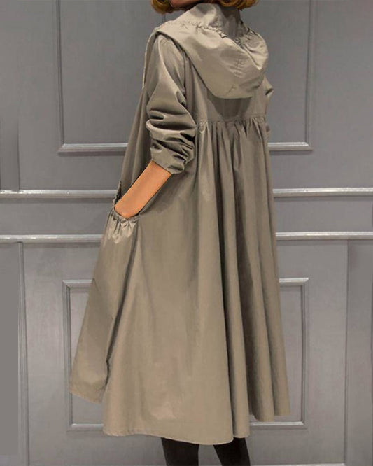 Herren Windbreaker-Trenchcoat Kapuze Reißverschluss Schwarz - Norvielle