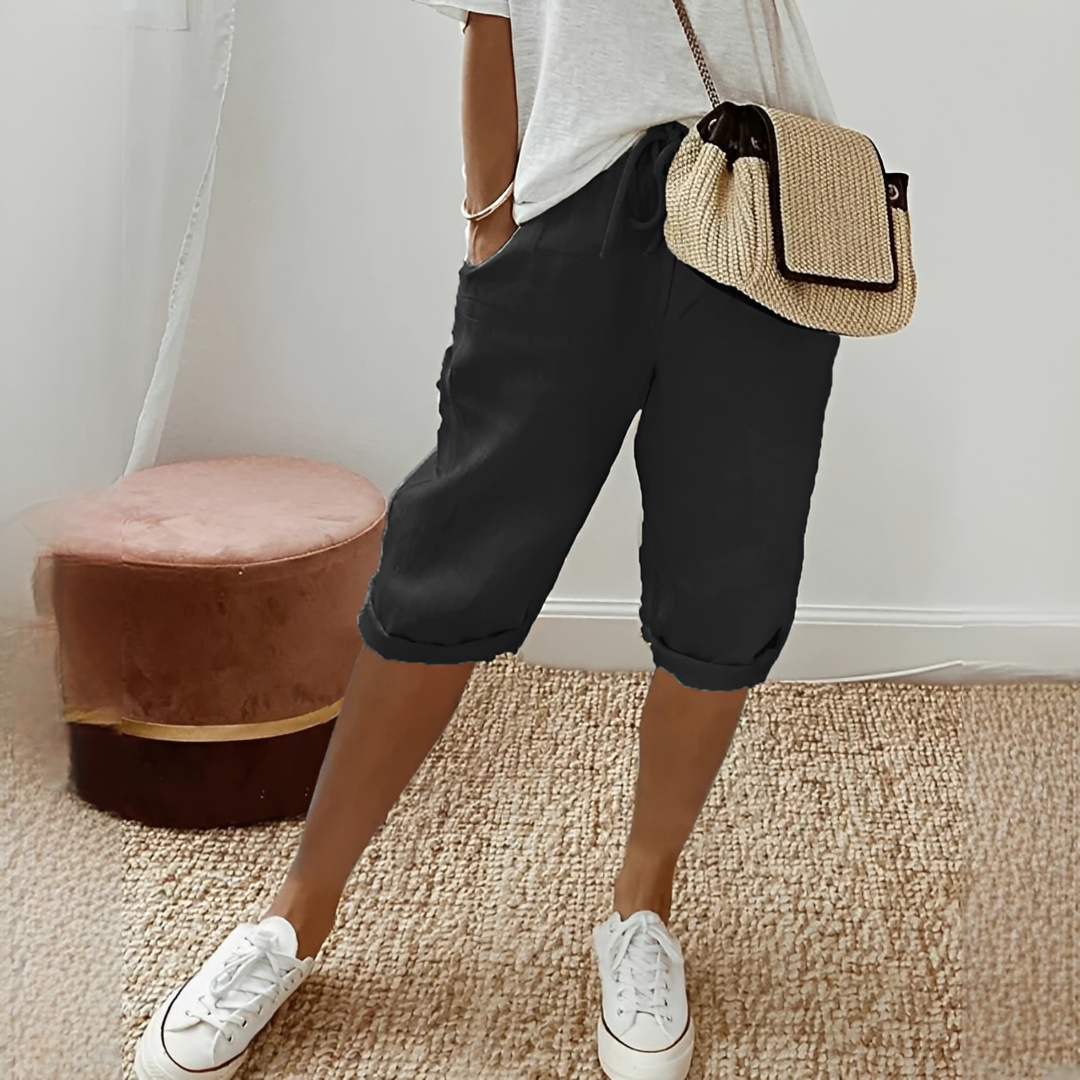 Damen Sommer-Shorts Trend aus Baumwolle Beige