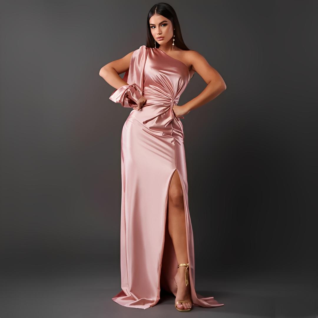 Damenkleid Elegant Lang Ärmel Schwarz - Norvielle