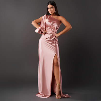 Damenkleid Elegant Lang Ärmel Schwarz - Norvielle