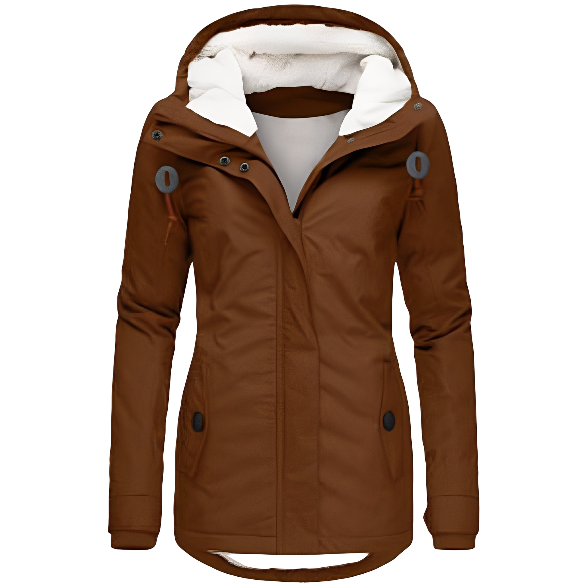 Wasserdichte Samtjacke Damen Kapuze Schwarz - Norvielle