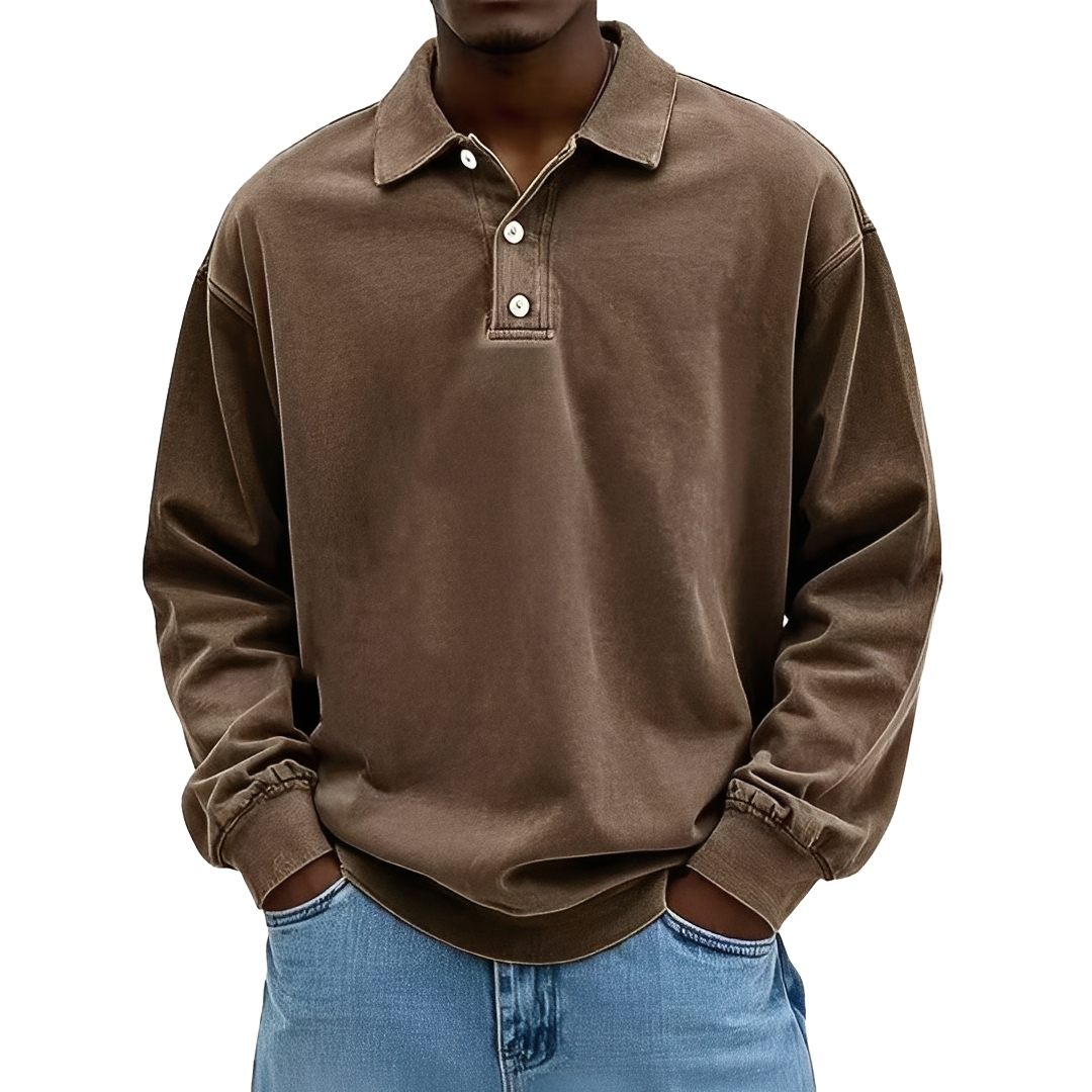 Lothaire Herren Langarm-Polo Vintage