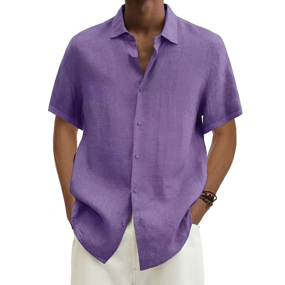Herren Sommerhemd Leichtes Baumwollhemd Beige