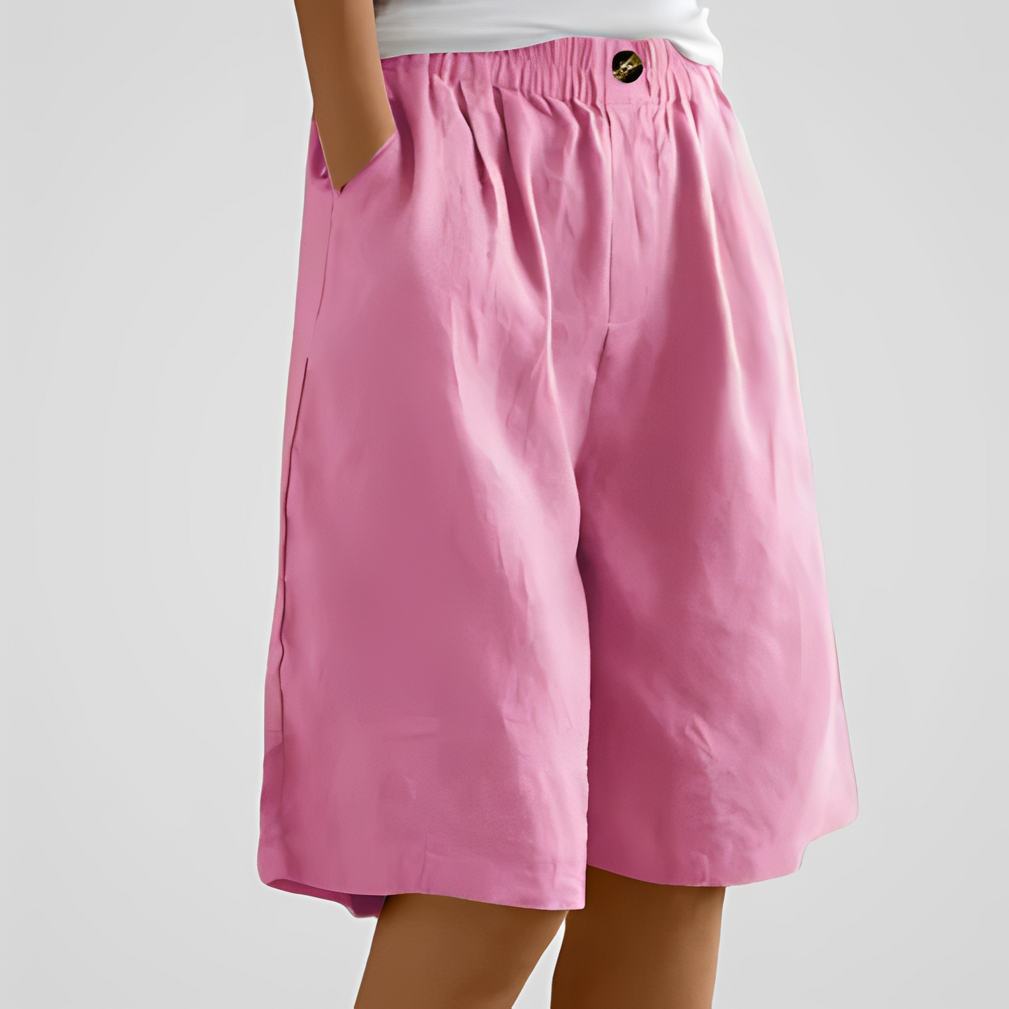 Damen Shorts Locker geschnittene Sommerhose Leicht Beige