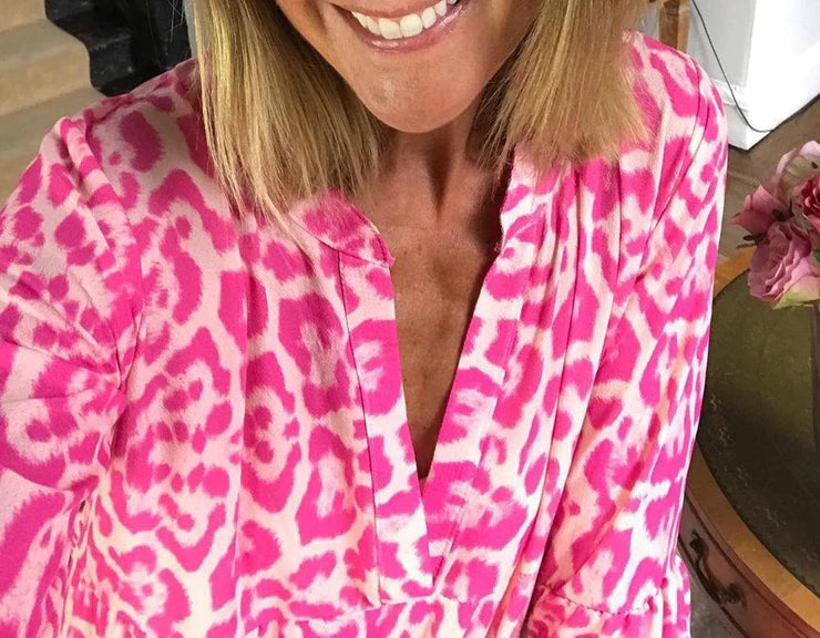 Damen Sommerkleid Leopardenmuster