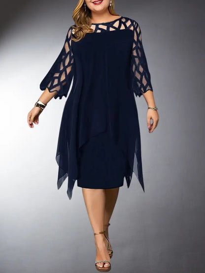 Elegantes Damen Midi-Kleid aus Spitze Plus Size