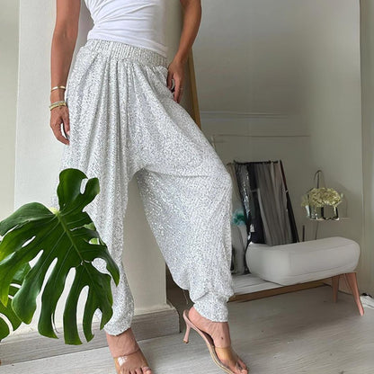 Damen Jogginghose Glitzer Stretch