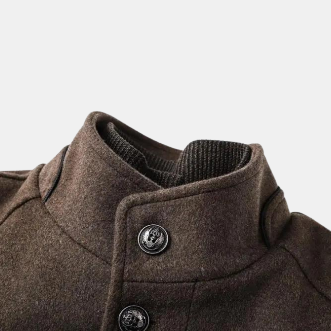 Herren Wintermantel Wolle Stehkragen Warm Innenfutter