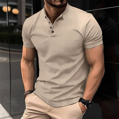 Herren Poloshirt mit Knöpfen Lässig Blau - Norvielle