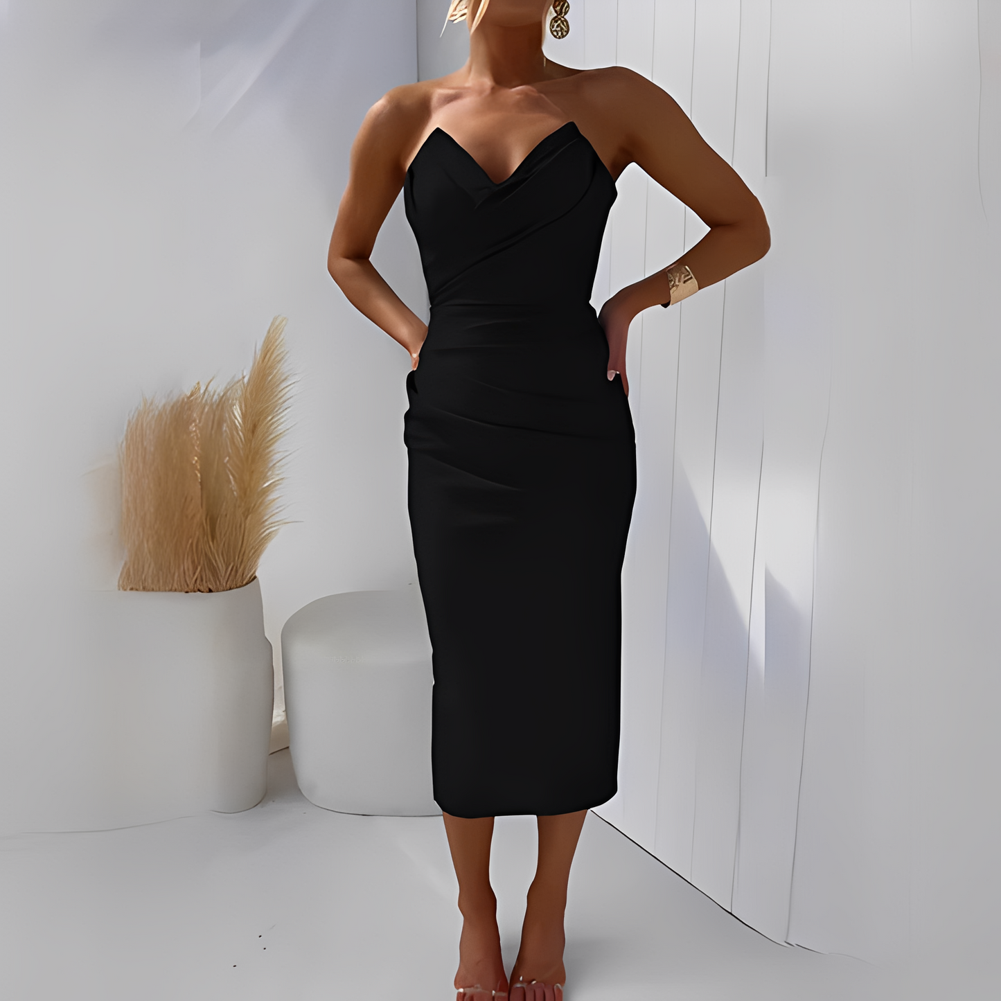 Damen Schulterfreies Kleid Elegant
