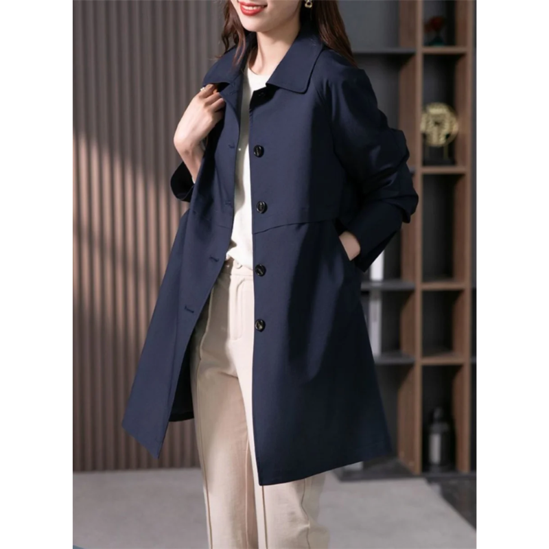 Norvielle Damen Trenchcoat Kurz Wasserabweisend