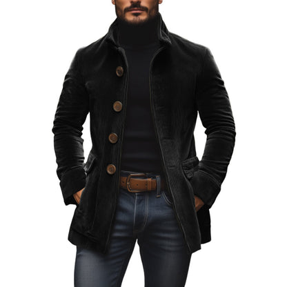 Damen Winterjacke Stehkragen Kurzmantel Einreihig Knöpfe