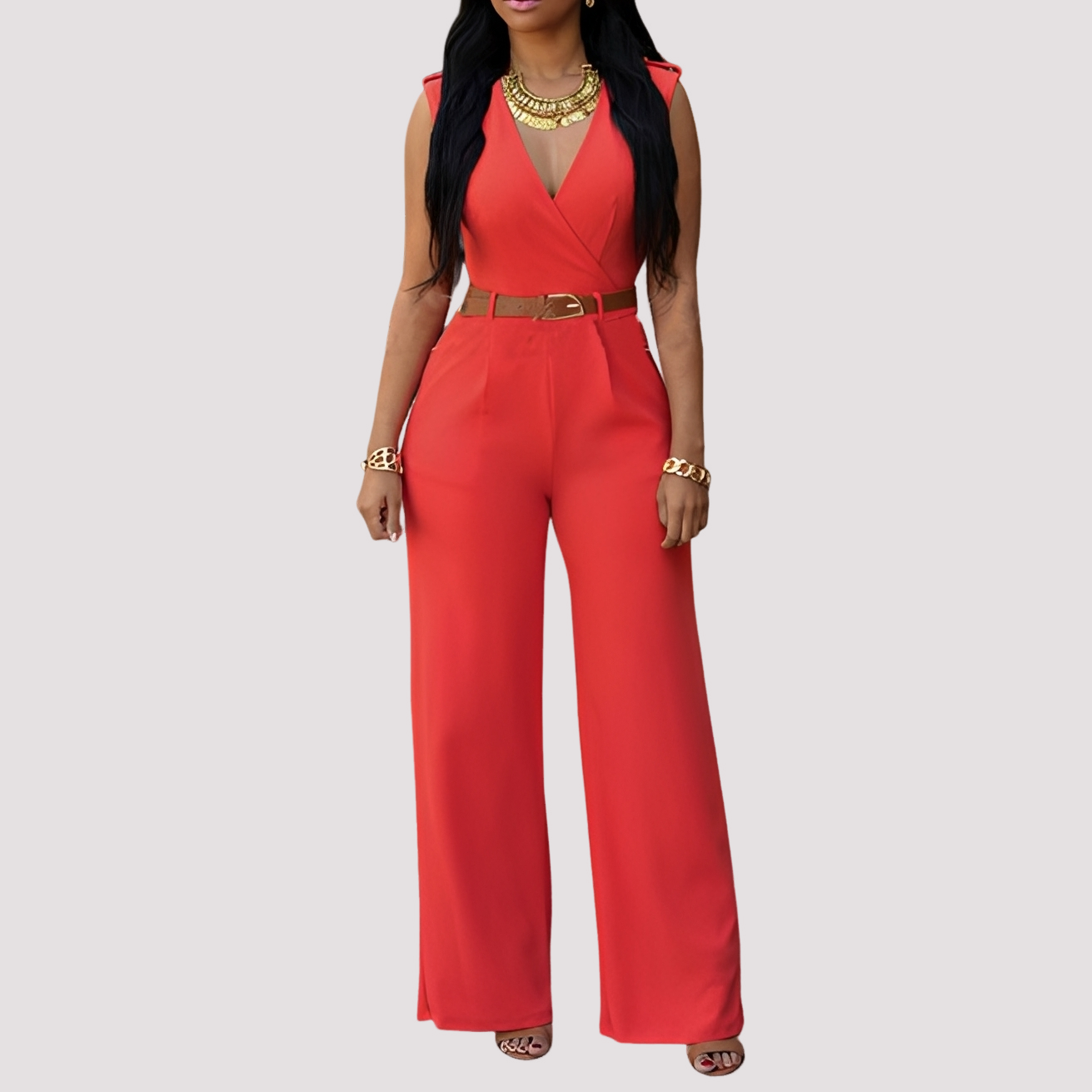 Damen Jumpsuit mit Gürtel Elegantes Design